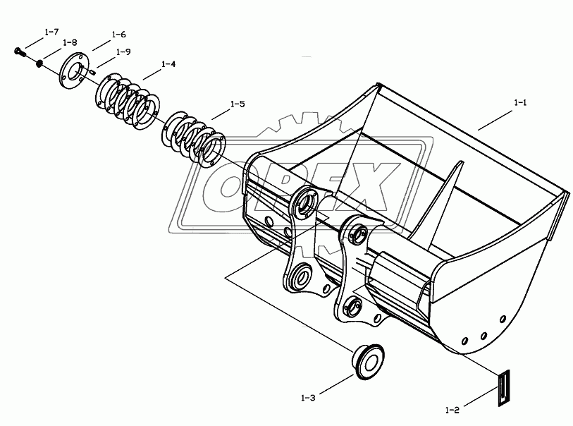 DITCH CLEANING BUCKET MOUNTING