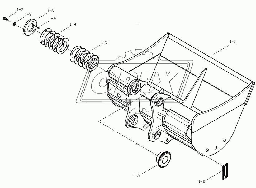 DITCH CLEANING BUCKET MOUNTING