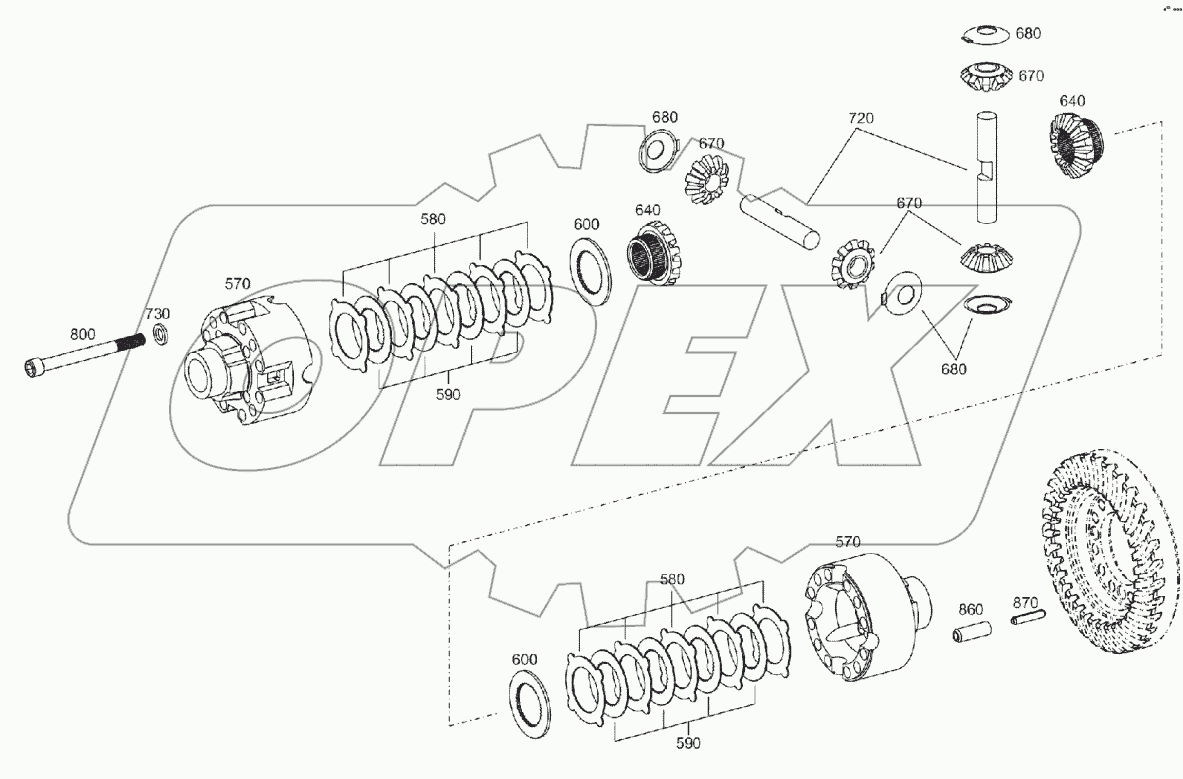  FRONT AXLE, DIFFERENTIAL B060250 -