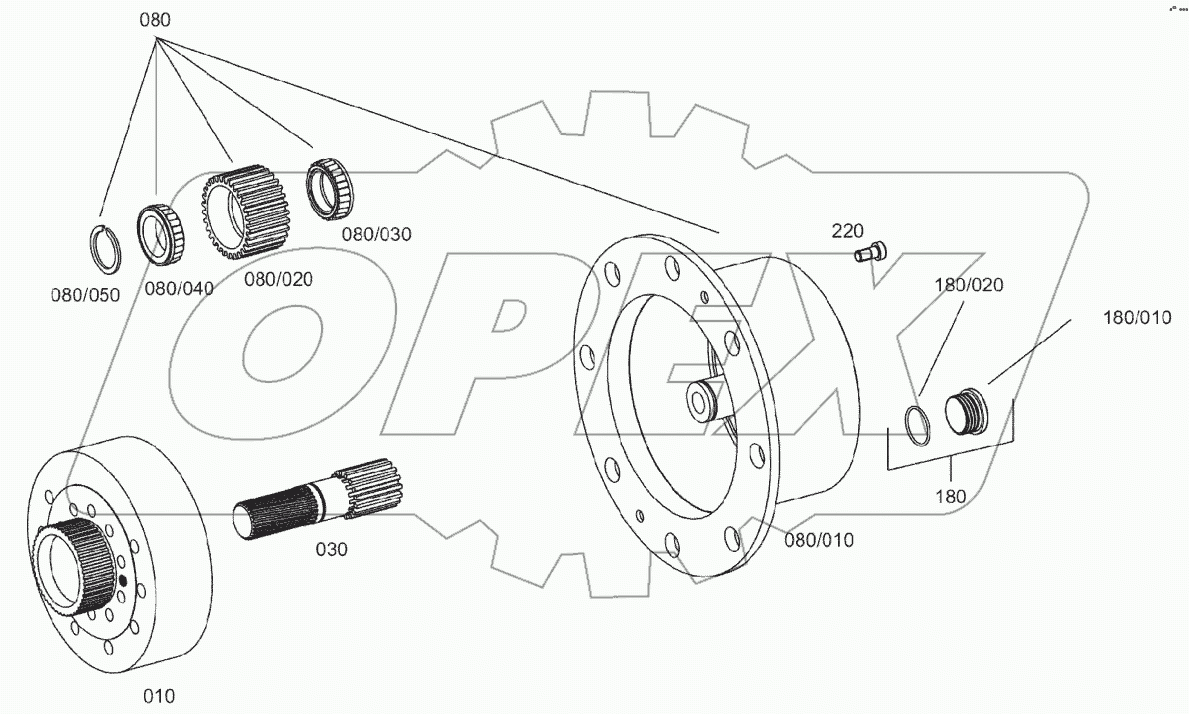  FRONT AXLE, PLANETARY DRIVE B060250 -