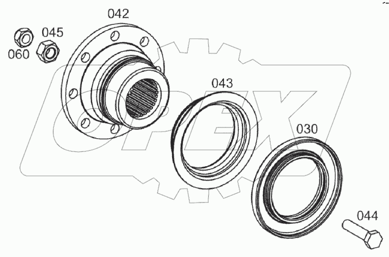  REAR AXLE, INPUT FLANGE B060001 -