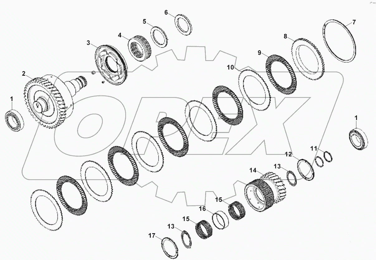 TRANSMISSION, SHAFT GROUP IDLER B060001 -