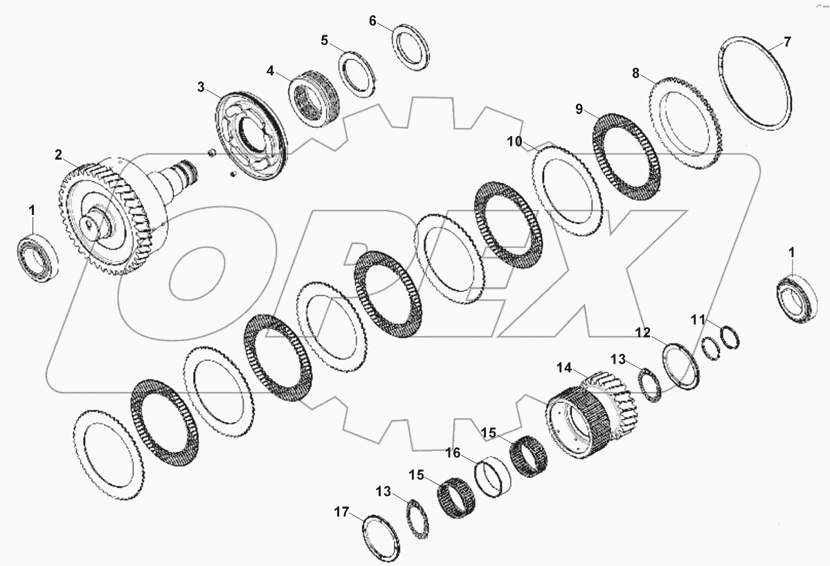  TRANSMISSION, SHAFT GROUP IDLER B060001 -
