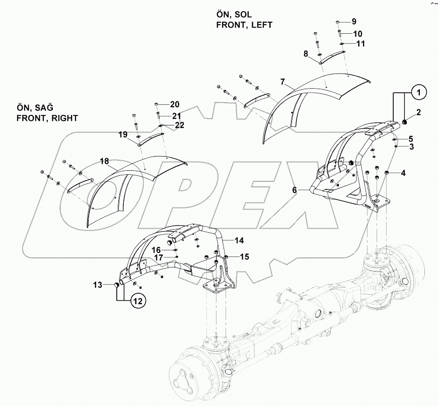  FENDER , FRONT (HMK AXLE) B062099 -