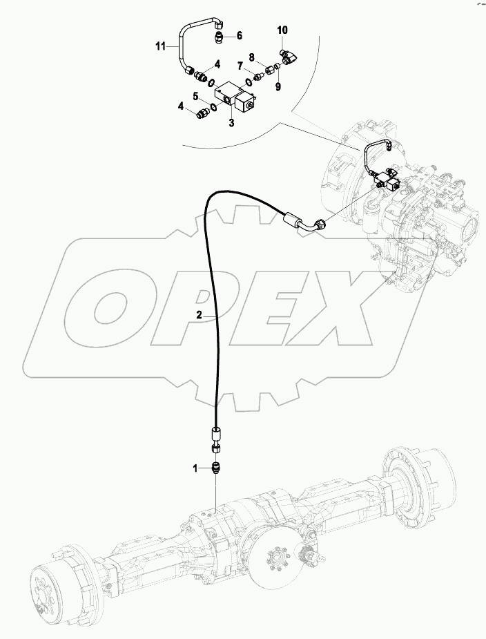  HYDRAULIC PIPING, DIFFERENTIAL LOCK B060001 -