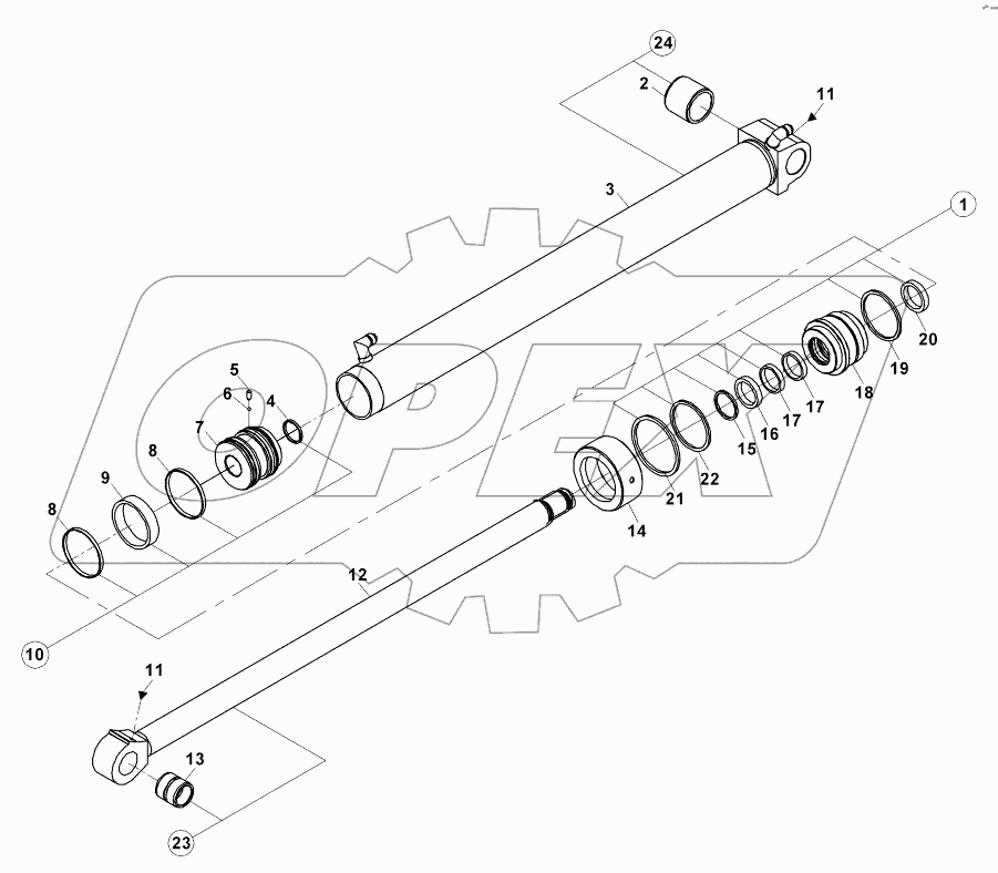  BUCKET CYLINDER, LOADER, RH B060001 -