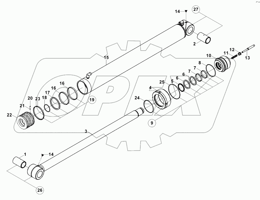  BOOM CYLINDER, BACKHOE B060001 - B060461