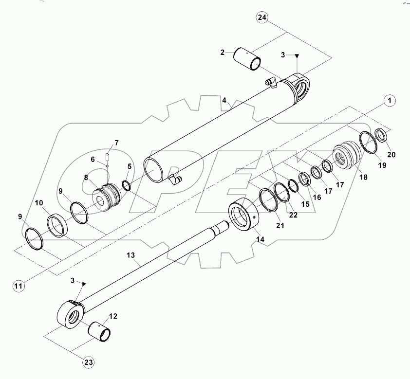  BUCKET CYLINDER, BACKHOE, TELESCOPIC B060001 -