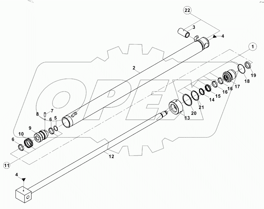  TELESCOPIC CYLINDER, BACKHOE B060001 -