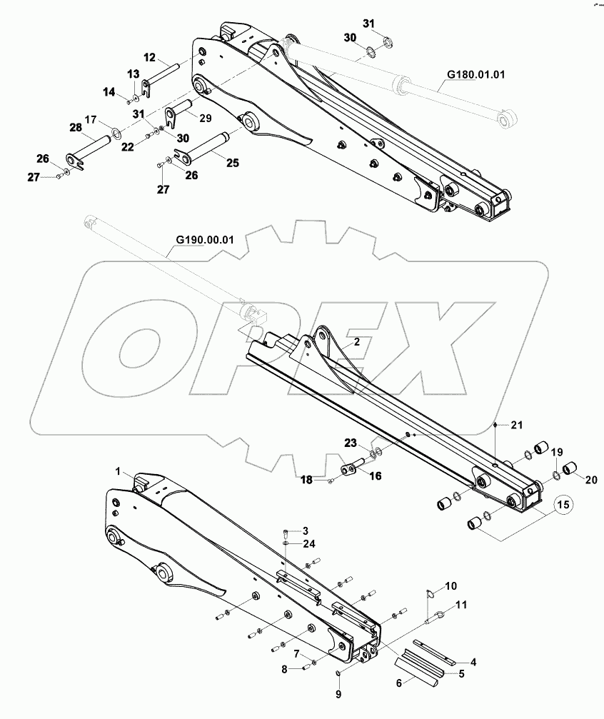  TELESCOPIC ARM MOUNTING (OP) B060001 - B062892