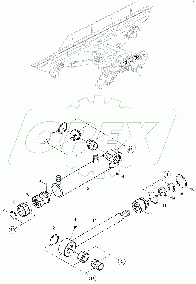  LEVELLING BLADE CYLINDER (DOUBLE AXIS) CENTER