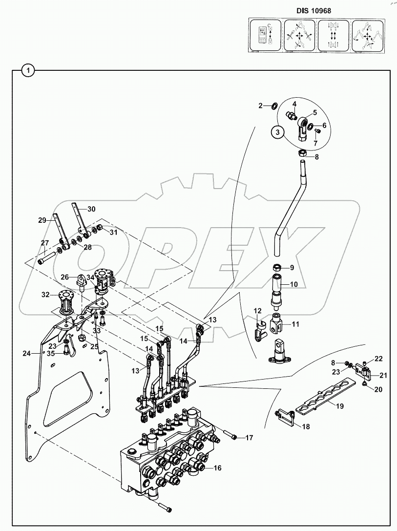  CONTROL MECHANISM, BACKHOE A60001 -