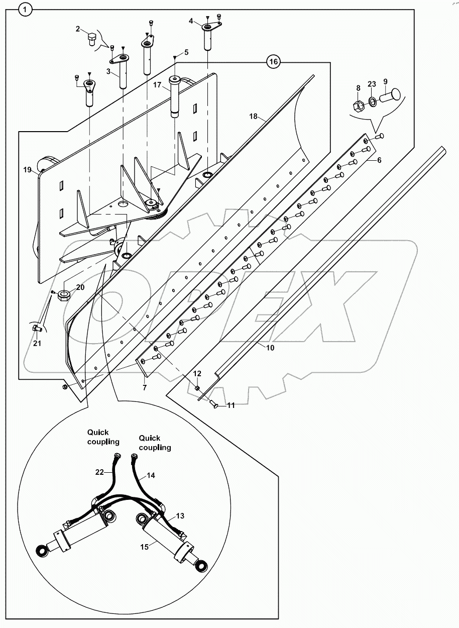  LEVELLING, BLADE, QUICK COUPLER 125001 -