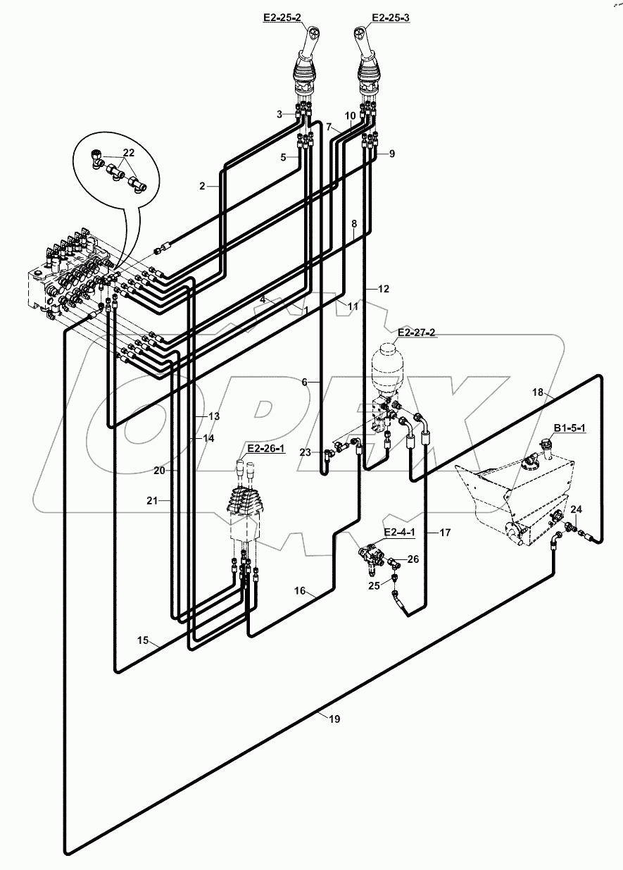  CIRCUIT, HYDRAULIC, JOYSTICK 1250xx -