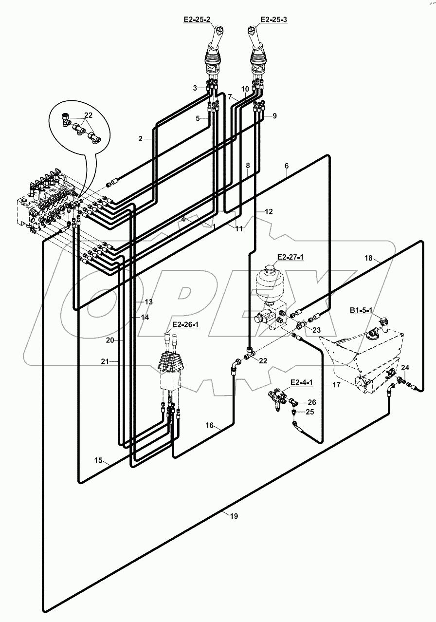  CIRCUIT, HYDRAULIC, JOYSTICK 125100 - 125375