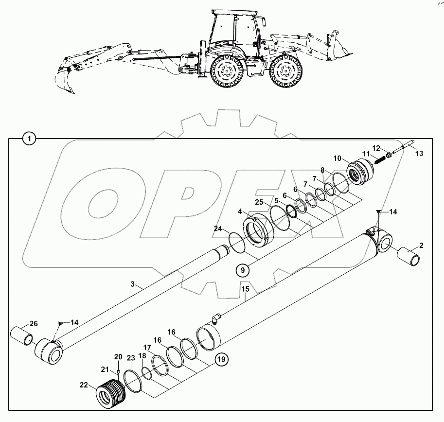  RAM, MAIN BOOM, BACKHOE 125645 -