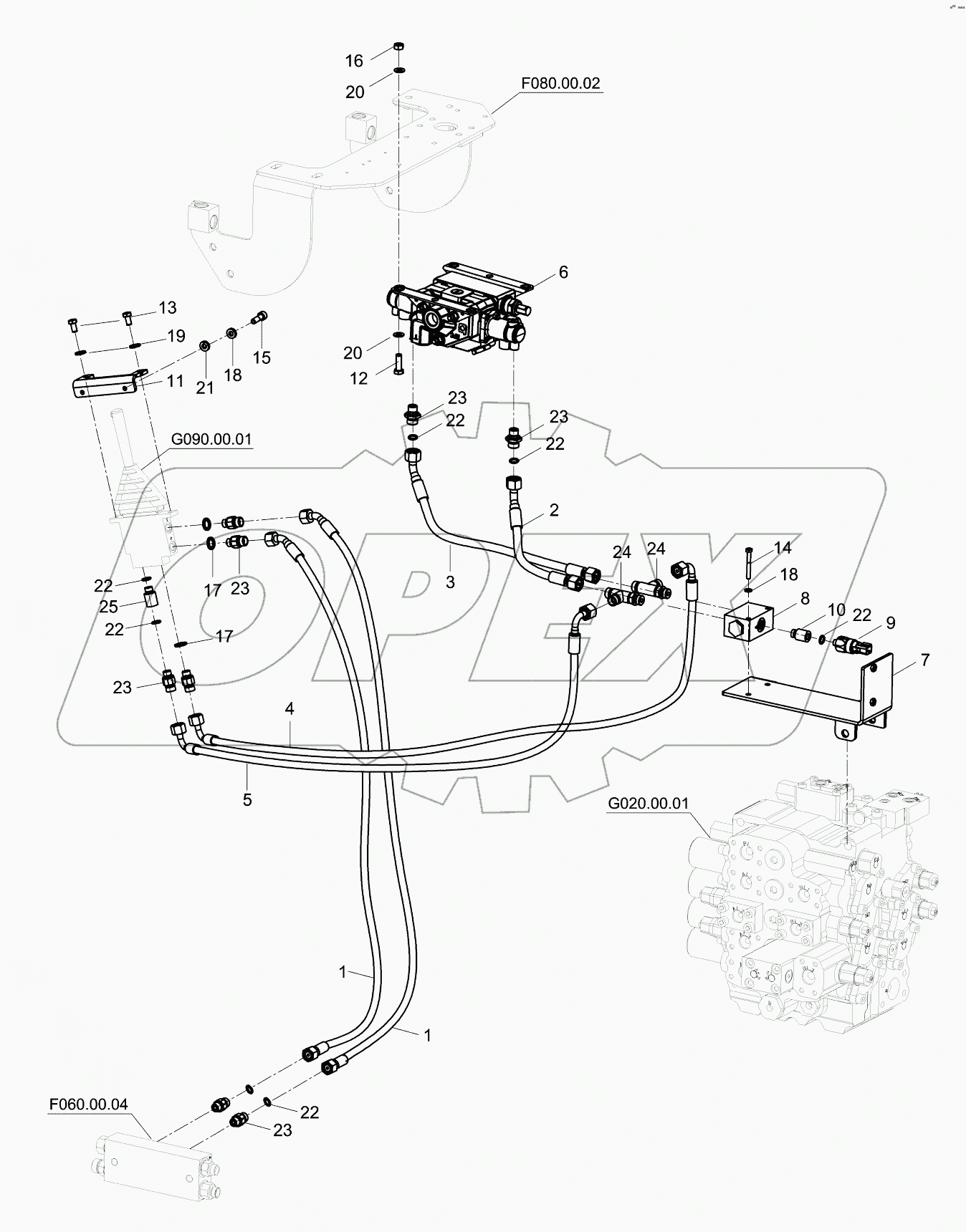  PILOT HYD. PIPING, WITH DOZER BLADE