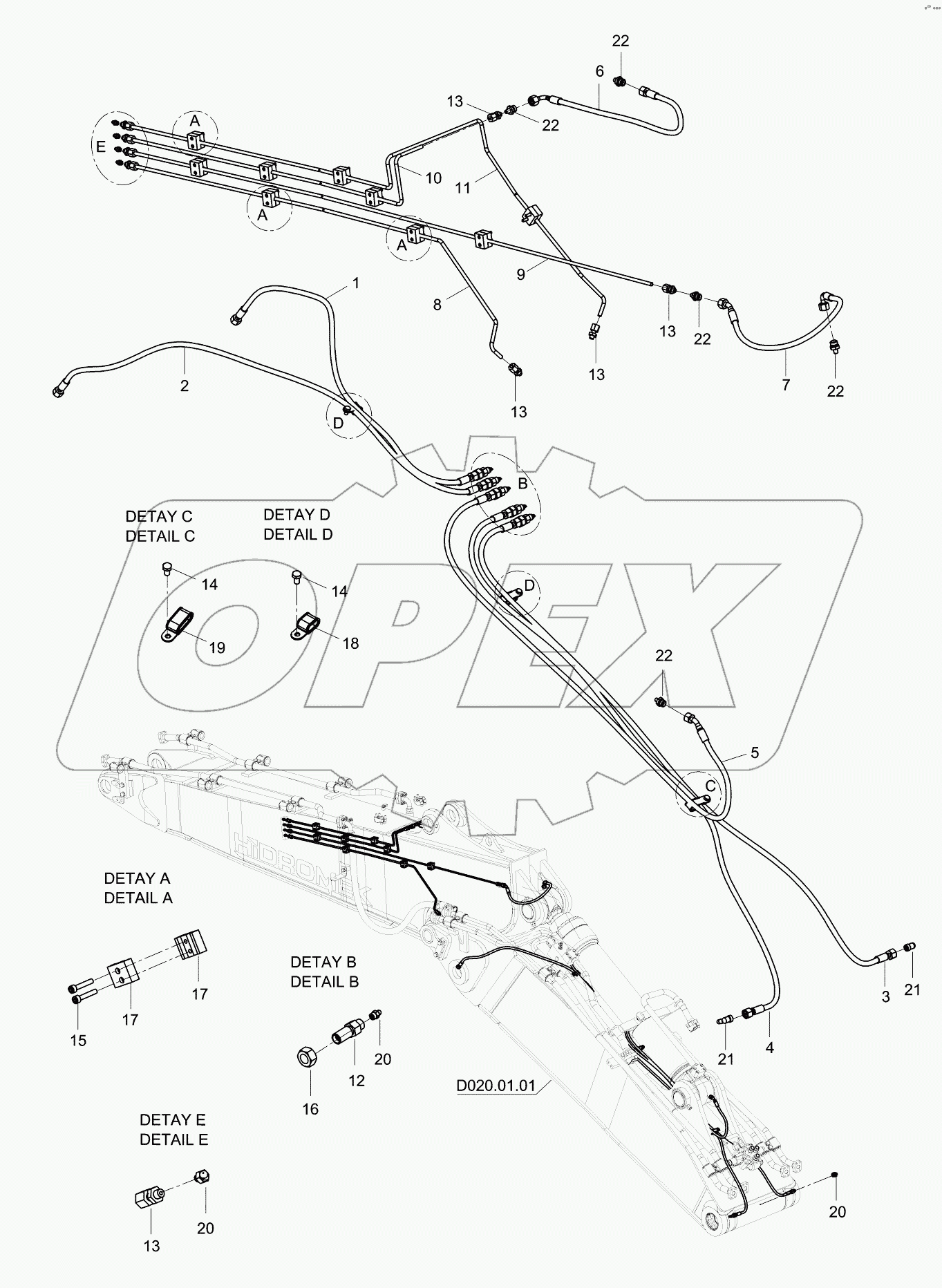  ATTACHMENT GREASE LUB SYSTEM, 2 PIECES BOOM