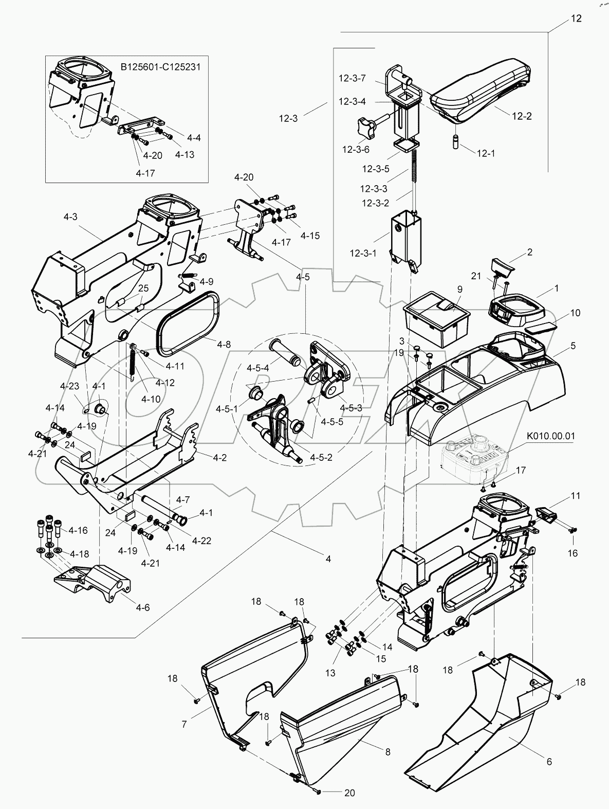  CONSOLE ASSY, RH B125601 -