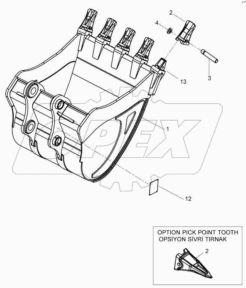  BUCKET, DUAL RADIUS (1.5m) D125115 -