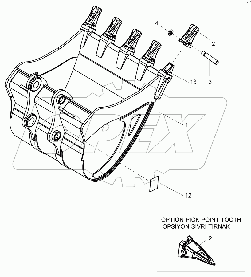  BUCKET, DUAL RADIUS (1.7m) D125115 -