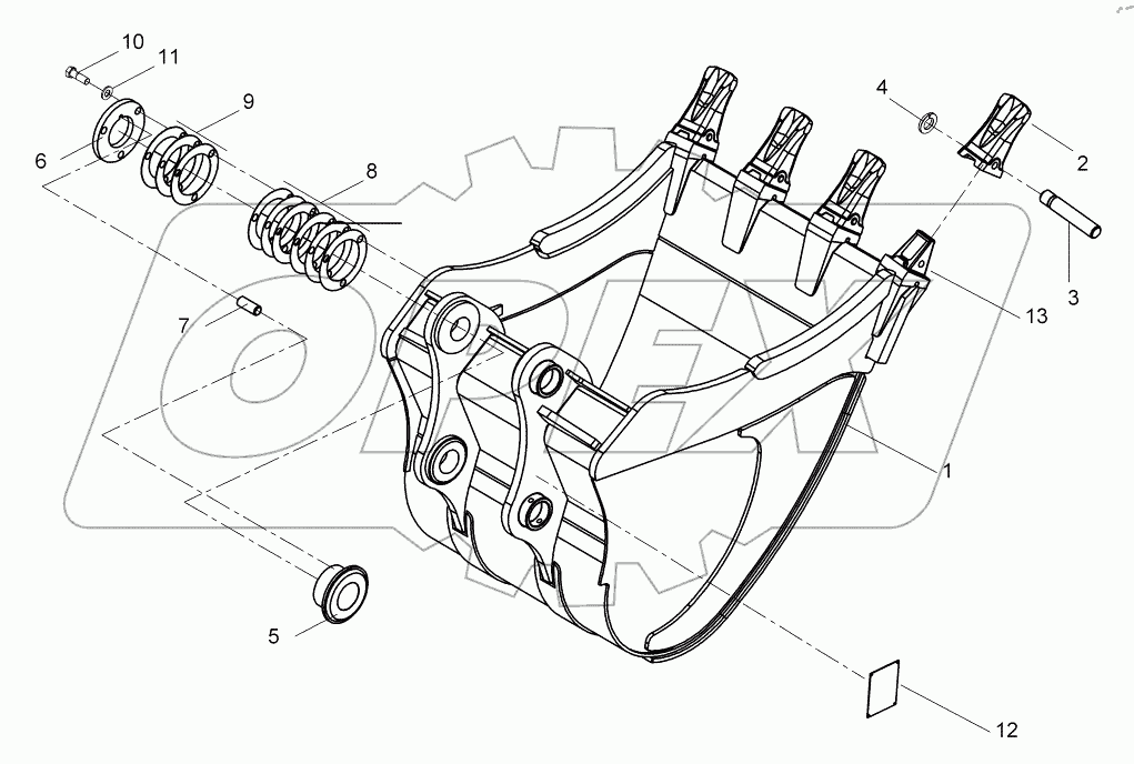  BUCKET, DUAL RADIUS (1.3m) 9125501 - D125114