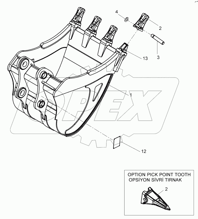  BUCKET, DUAL RADIUS (1.3m) D125115 -