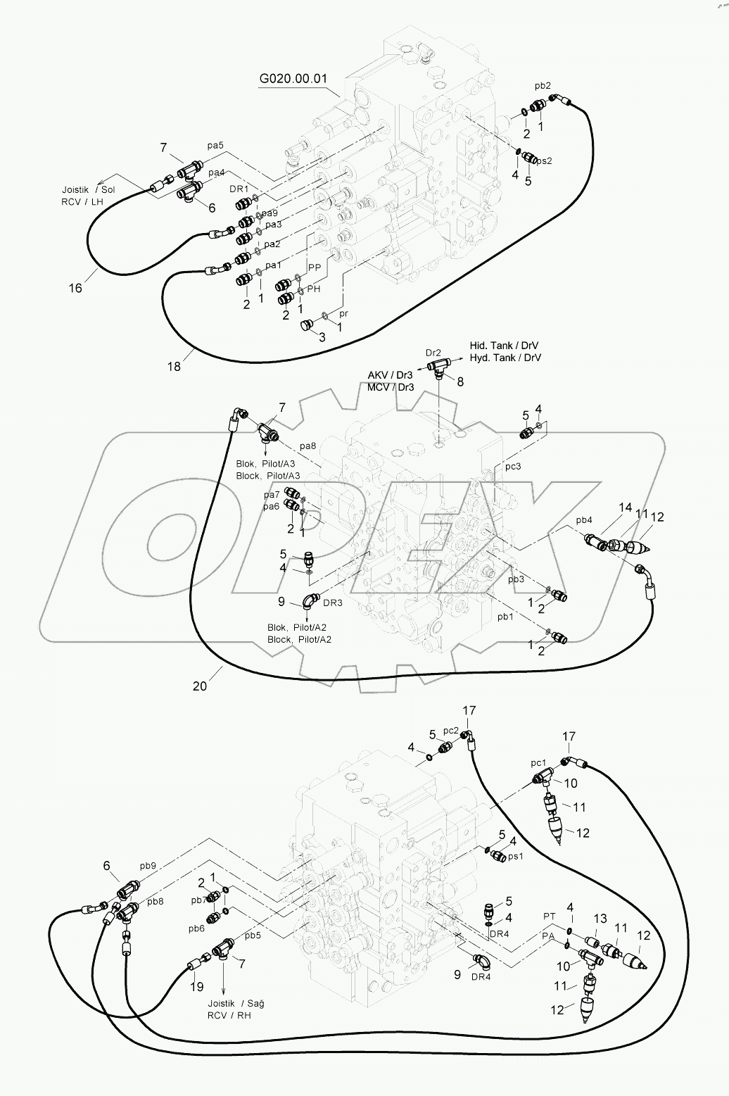  PILOT HYD. PIPING, MCV 9125501 - B125655