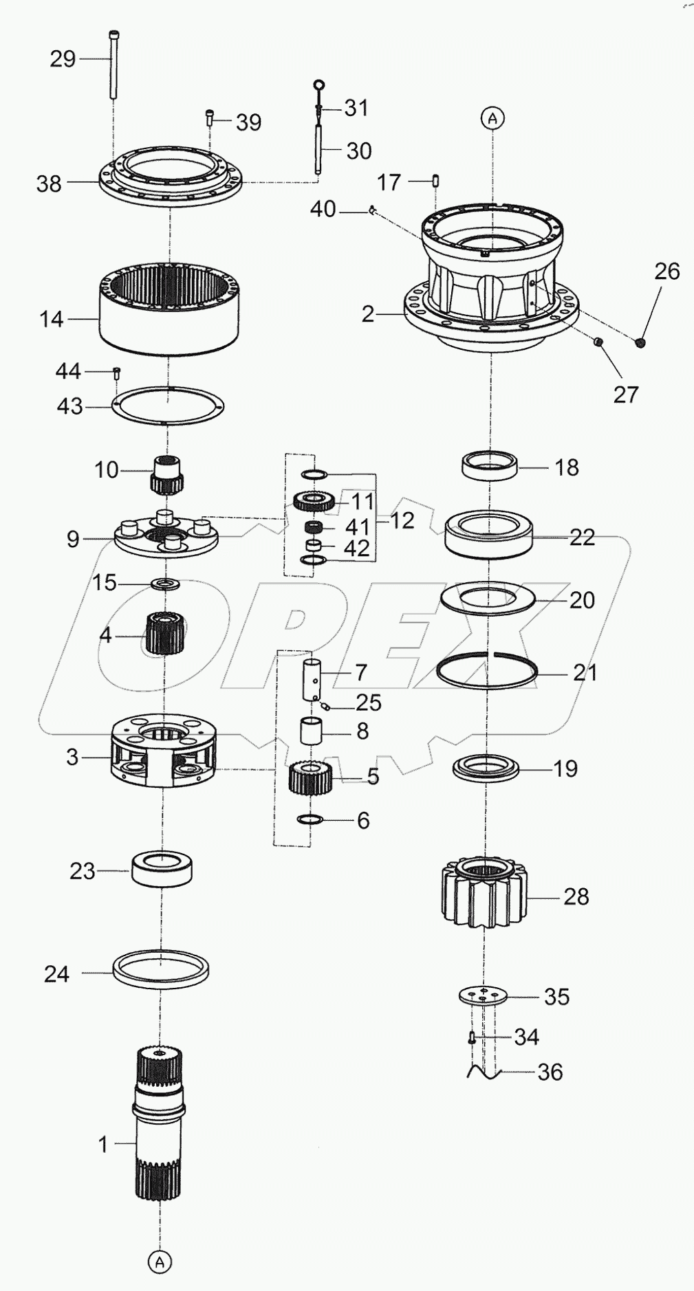  SWING UNIT, REDUCTION GEAR E125209 - F125504
