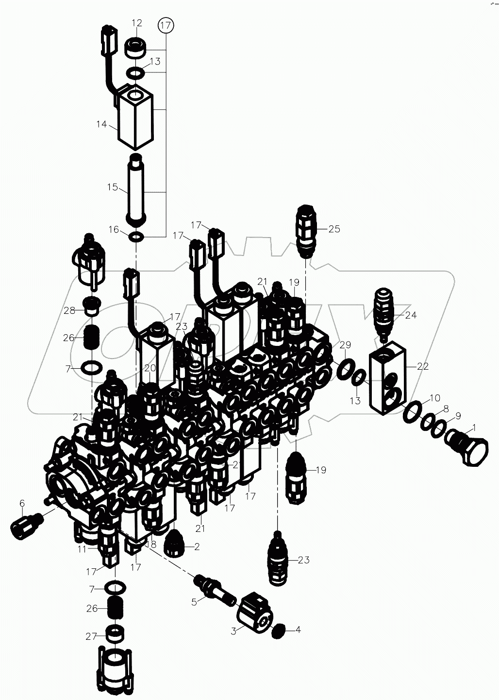  BACKHOE CONTROL, DIRECTIONAL VALVE ELEMENTS