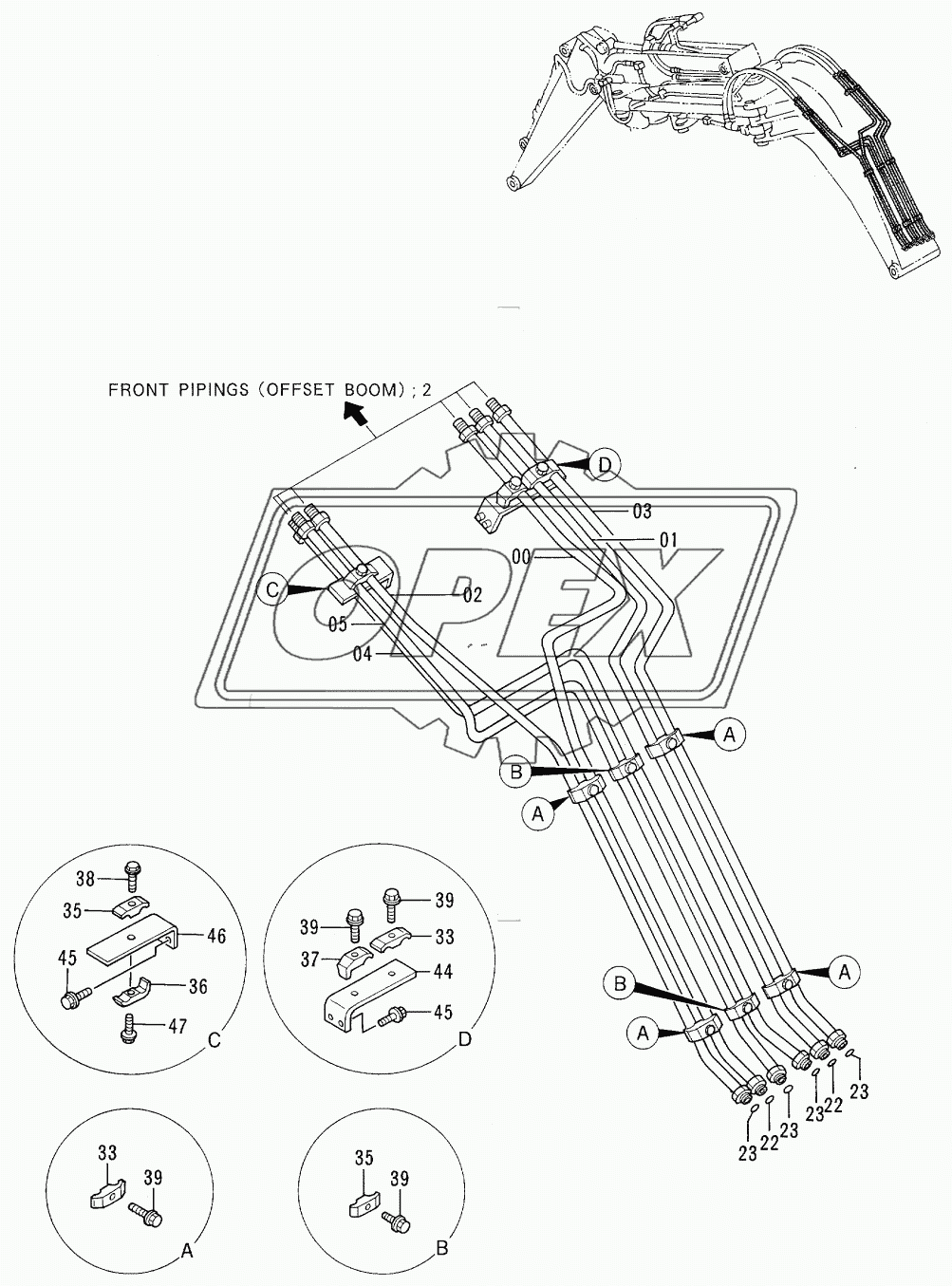 FRONT PIPINGS <OFFSET BOOM> 1