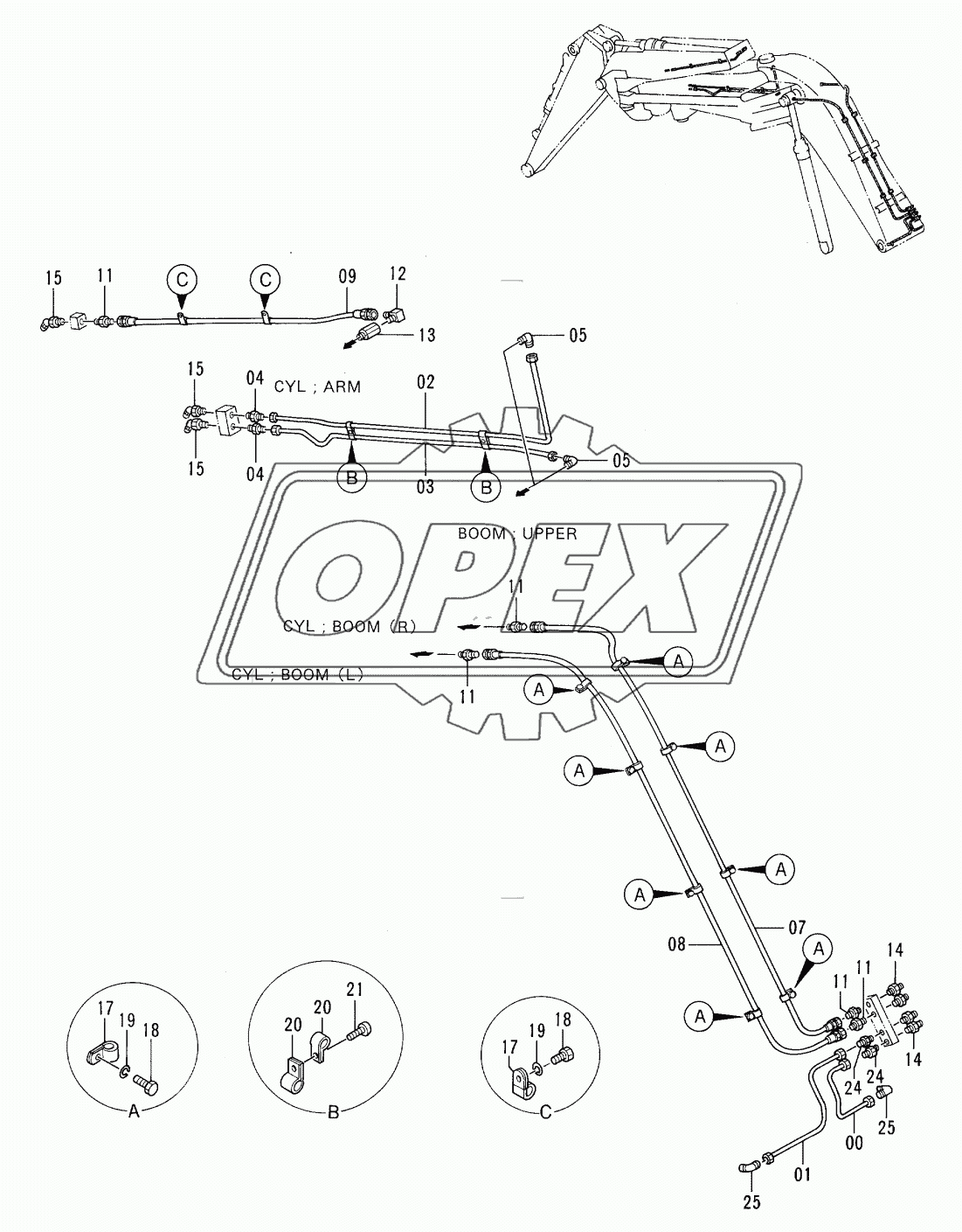 LUBRICATE PIPINGS <OFFSET BOOM>