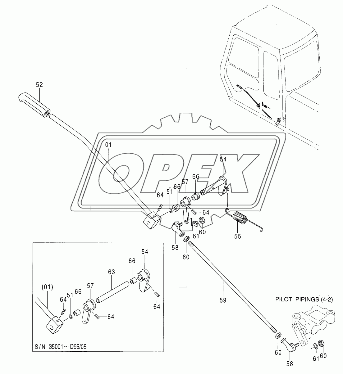 CONTROL LEVER (3) (035001 -)