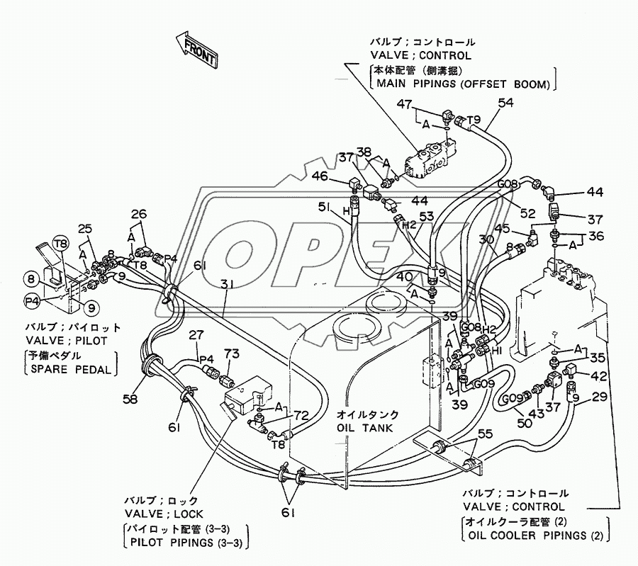 PILOT PIPINGS FOR SPARE PEDAL <WITH OUTRIGGER>