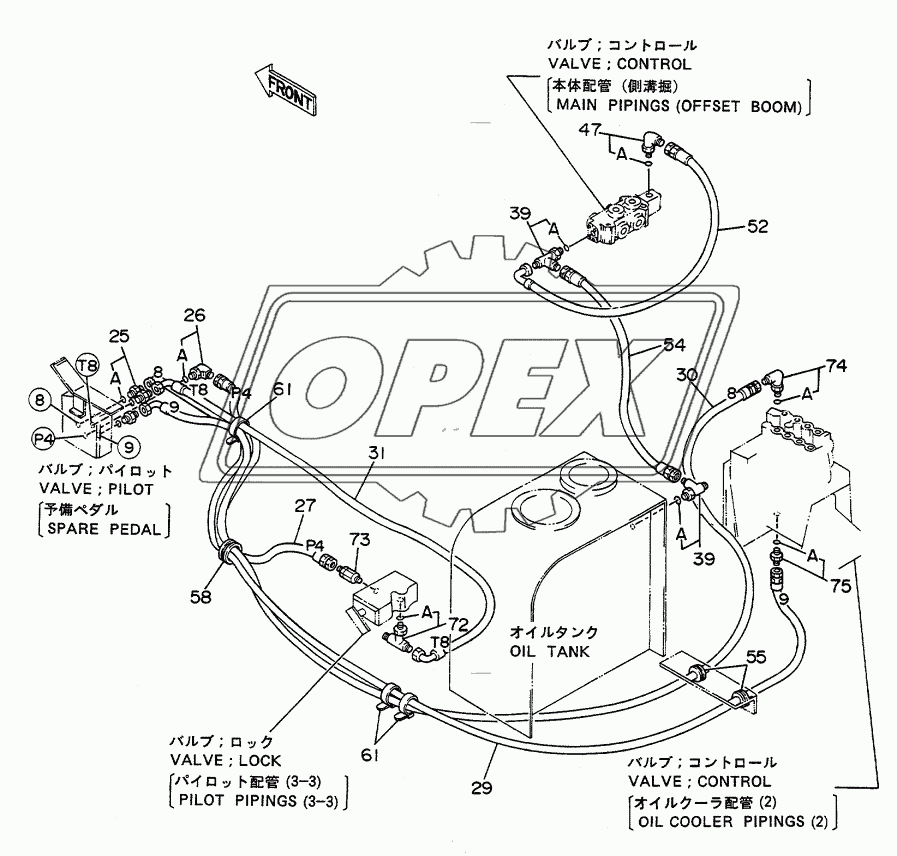 PILOT PIPINGS FOR SPARE PEDAL <WITH0UT OUTRIGGER>