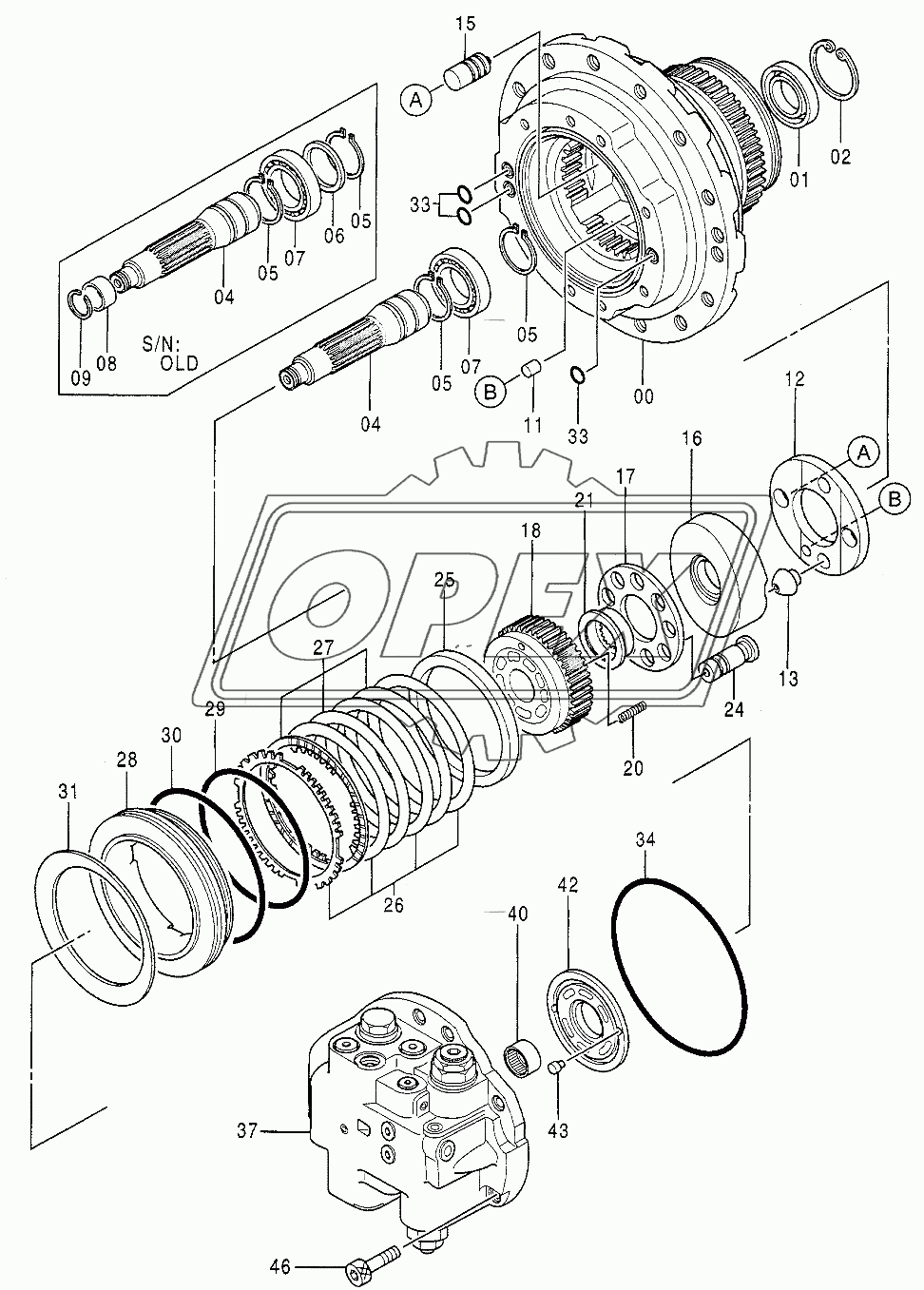 MOTOR, OIL (TRAVEL) Serial №H06585-