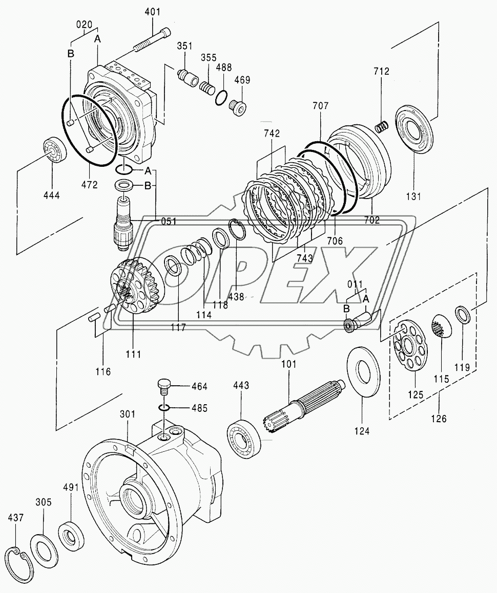 MOTOR, OIL (SWING) Serial №60001-