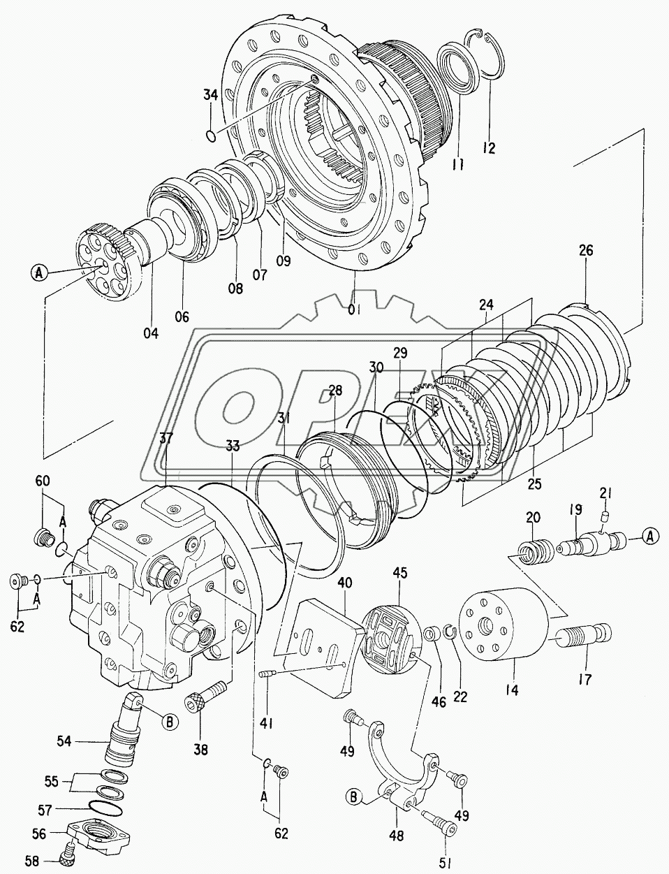 MOTOR, OIL (TRAVEL) Serial №60001-H04489