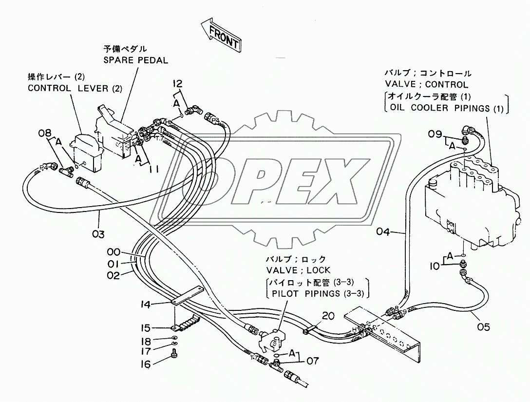 PILOT PIPINGS FOR SPARE PEDAL