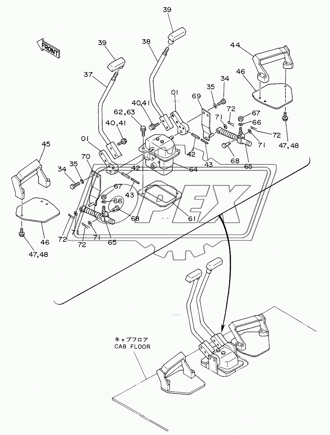 CONTROL LEVER (2) <DX>