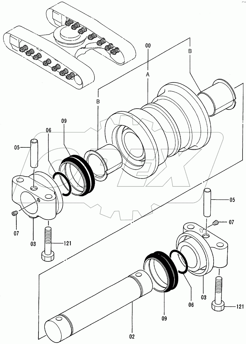 LOWER ROLLER (STD. TRACK)