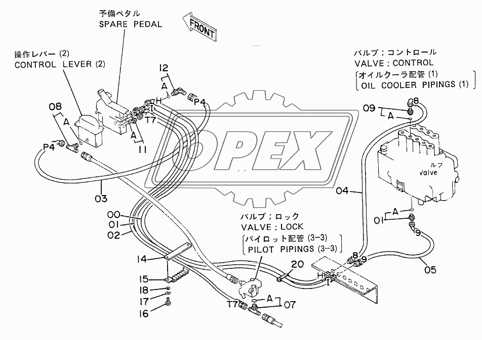 PILOT PIPINGS FOR SPARE PEDAL