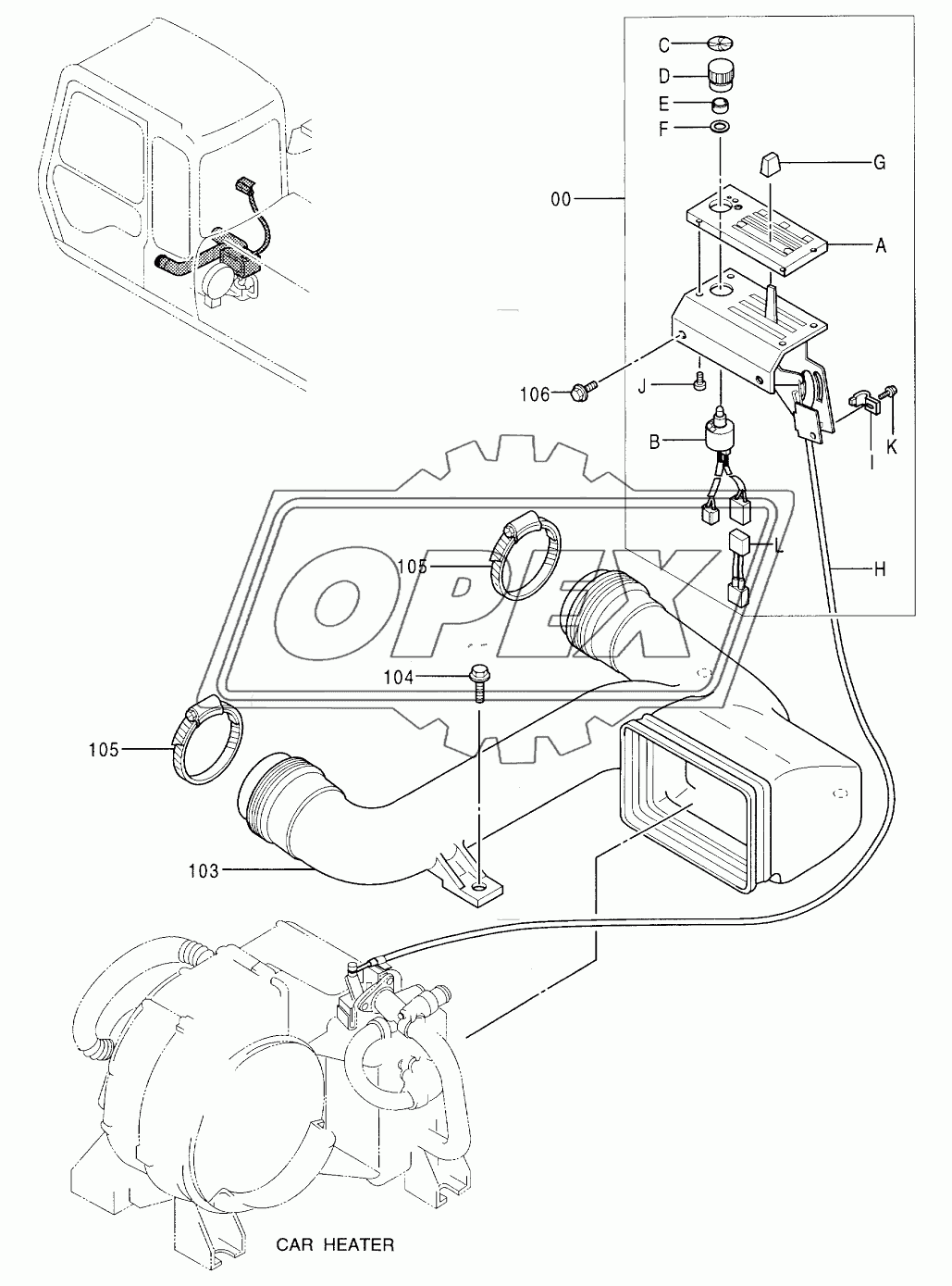 CAR HEATER PARTS (STD) (006037-)