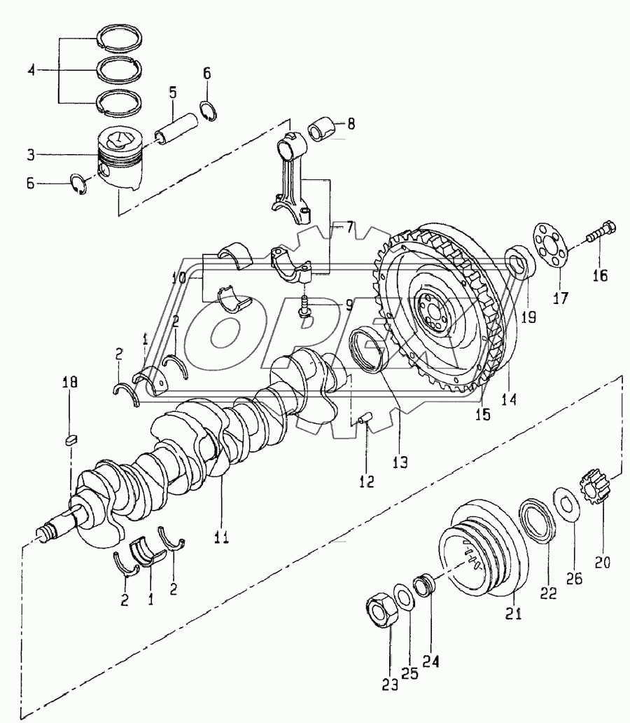 Crankshaft piston&flywheel