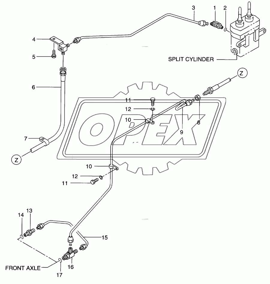 Brake line(split cylinder-front axle)