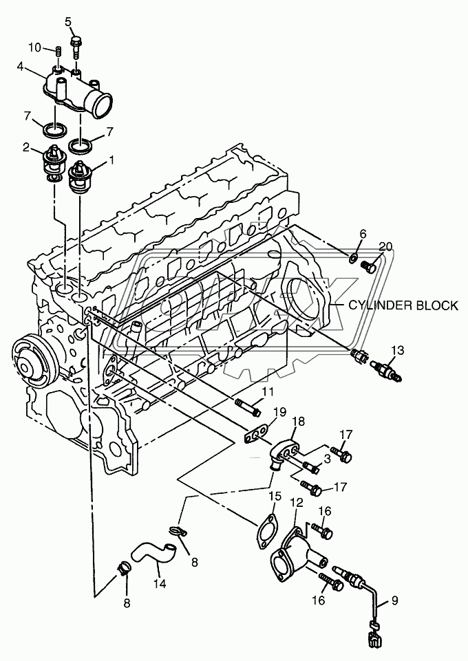 WATER HOUSING & THERMOSTAT