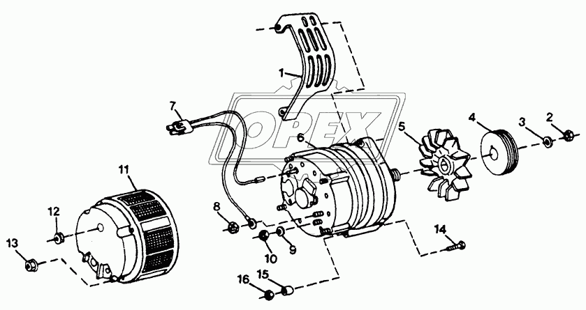 ALTERNATOR, REGULATOR AND CHARGING SYSTEM WIRING - ALTERNATOR, PULLEY, SHIELD AND SCREEN (95 AMPS)