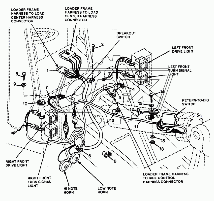 WIRING HARNESS AND SWITCHES - LOADER FRAME HARNESS