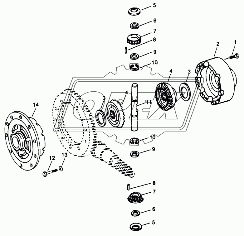 DIFFERENTIAL OR BEVEL DRIVE - STANDARD DIFFERENTIAL (RE44166) (OC-1)