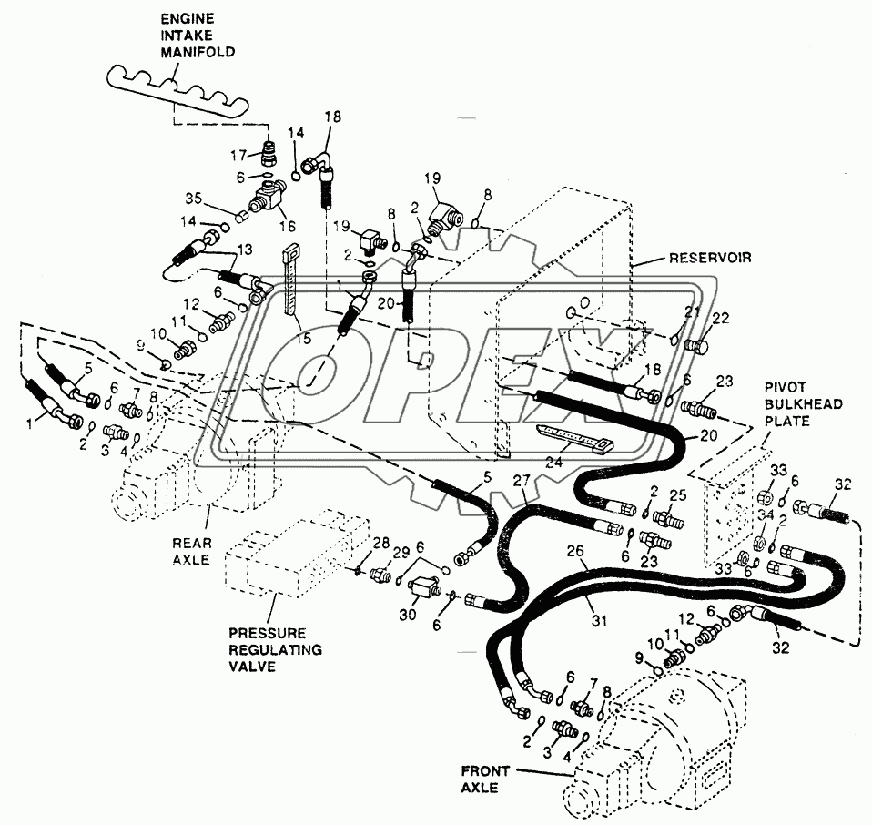 HYDRAULIC SYSTEM - DIFFERENTIAL LOCK LINES